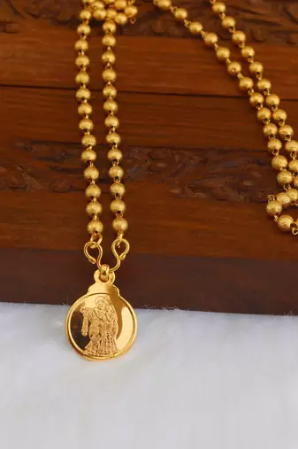 Kerala style gold plated radhakrishna pendant chain