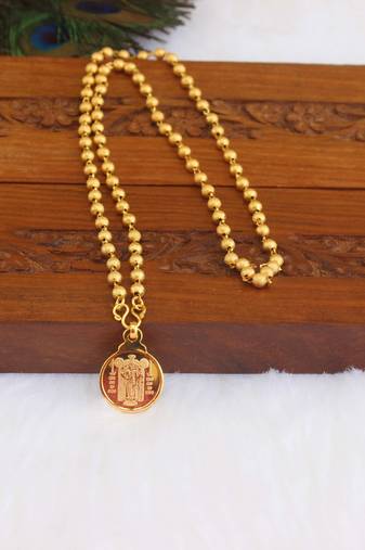 Kerala style gold plated temple pendant chain