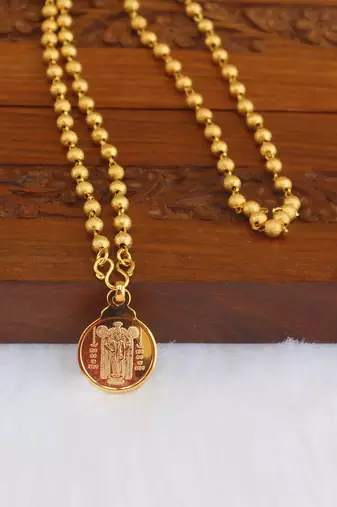 Kerala style gold plated temple pendant chain