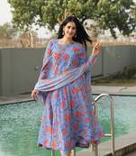 SKY ANARKALI GEORGETTE PARTY WEAR SUIT SET  