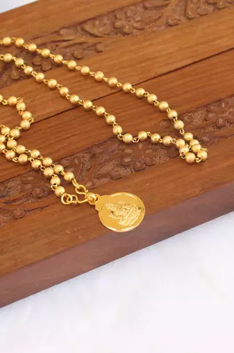 Kerala style gold plated temple pendant chain