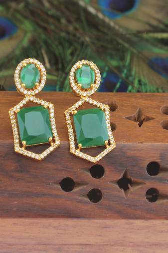 Designer gold plated stone earrings