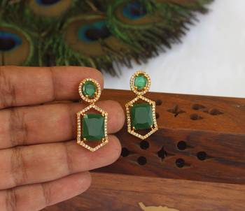 Designer gold plated stone earrings 2