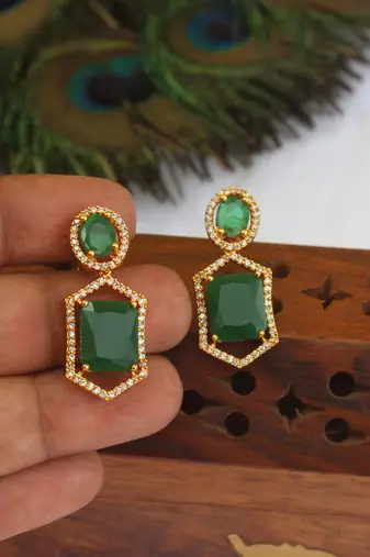 Designer gold plated stone earrings