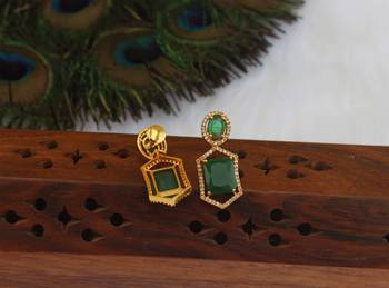 Designer gold plated stone earrings 3