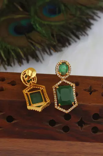 Designer gold plated stone earrings