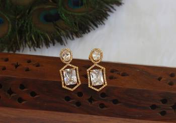 Designer gold plated stone earrings 1