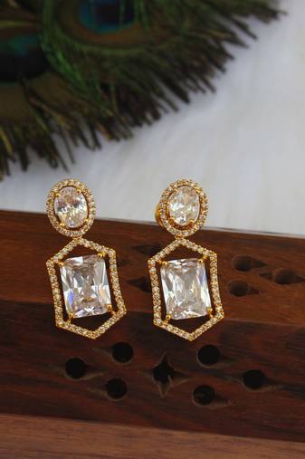 Designer gold plated stone earrings