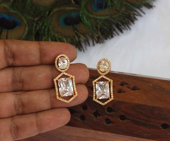 Designer gold plated stone earrings 2