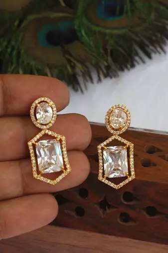 Designer gold plated stone earrings