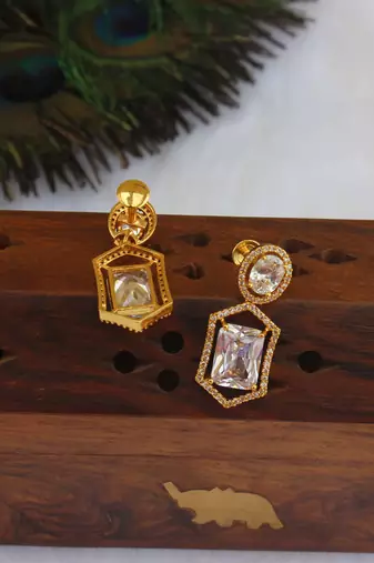 Designer gold plated stone earrings