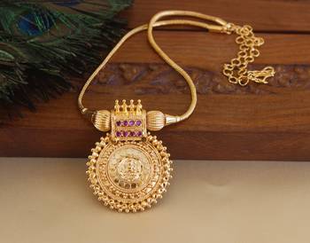Kerala style gold plated temple pendant chain 1