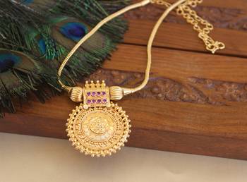 Kerala style gold plated temple pendant chain 2