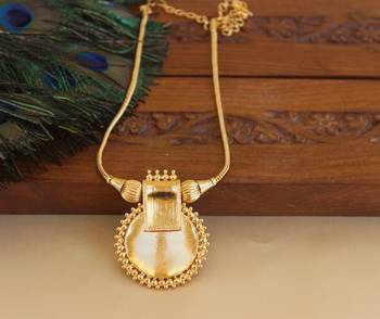 Kerala style gold plated temple pendant chain 3