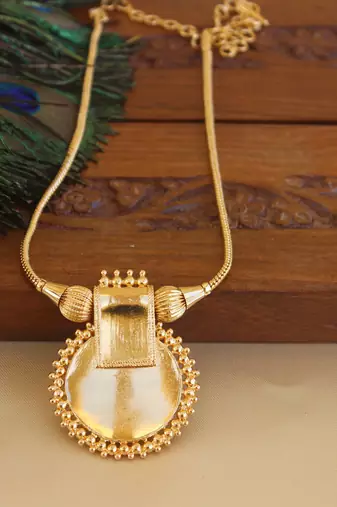 Kerala style gold plated temple pendant chain