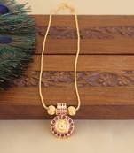 Kerala style gold plated temple pendant chain