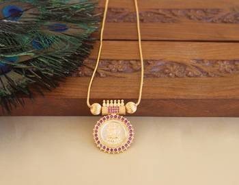 Kerala style gold plated temple pendant chain 1