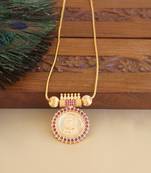 Kerala style gold plated temple pendant chain