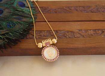 Kerala style gold plated temple pendant chain 2