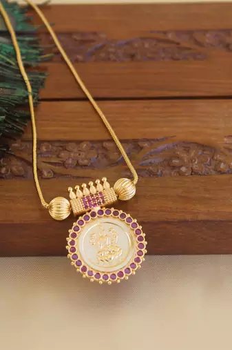 Kerala style gold plated temple pendant chain