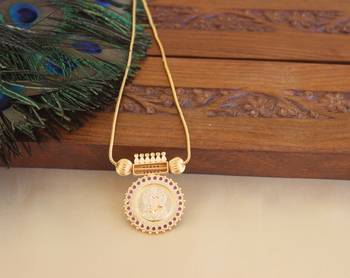 Kerala style gold plated temple pendant chain 3