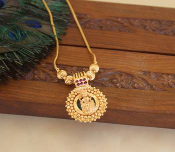 Kerala style gold plated temple pendant chain 2
