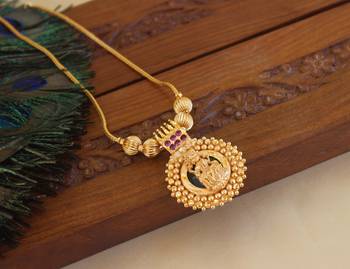 Kerala style gold plated temple pendant chain 3