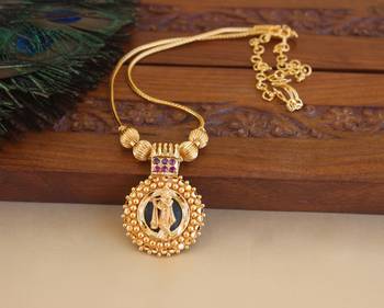 Kerala style gold plated krishna pendant chain 1