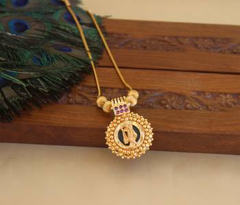 Kerala style gold plated krishna pendant chain 2