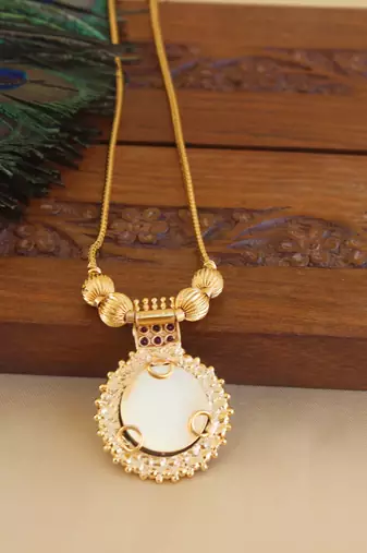 Kerala style gold plated krishna pendant chain