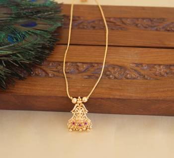 Kerala style gold plated temple pendant chain 1