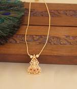 Kerala style gold plated temple pendant chain