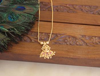Kerala style gold plated temple pendant chain 2