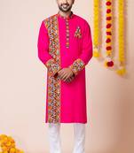 Pink heavy rayon navratri special traditional kurta pyjama