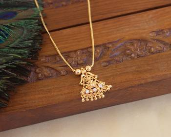 Kerala style gold plated temple pendant chain 2