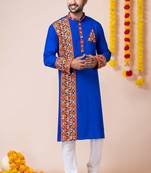 Blue heavy rayon navratri special traditional kurta pyjama