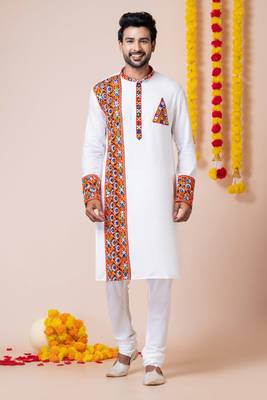 White heavy rayon navratri special traditional kurta pyjama 2
