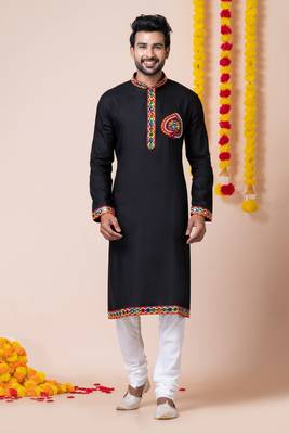 Black heavy rayon navratri special traditional kurta pyjama 1