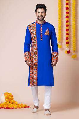Blue heavy rayon navratri special traditional kurta pyjama 4