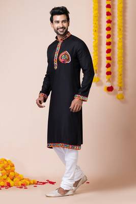 Black heavy rayon navratri special traditional kurta pyjama 3