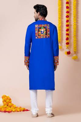 Blue heavy rayon navratri special traditional kurta pyjama 5