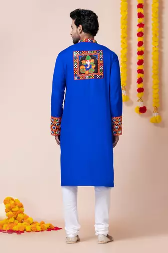 Blue heavy rayon navratri special traditional kurta pyjama