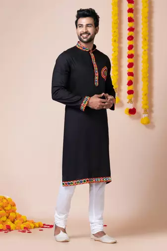 Black heavy rayon navratri special traditional kurta pyjama