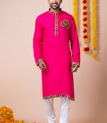 Pink heavy rayon navratri special traditional kurta pyjama