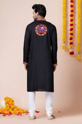 Black heavy rayon navratri special traditional kurta pyjama 5
