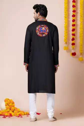 Black heavy rayon navratri special traditional kurta pyjama