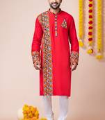 Red heavy rayon navratri special traditional kurta pyjama