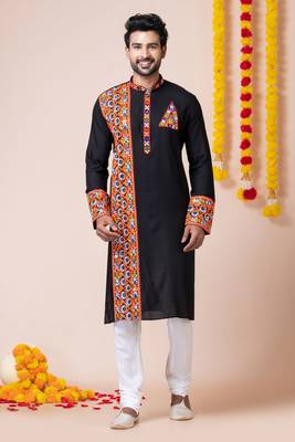 Black heavy rayon navratri special traditional kurta pyjama 1