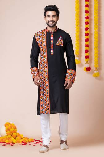 Black heavy rayon navratri special traditional kurta pyjama