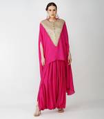 Fuschia banarasi silk kaftan set